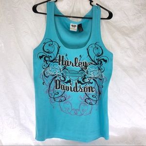 Harley Davidson women’s blue glitter tank top